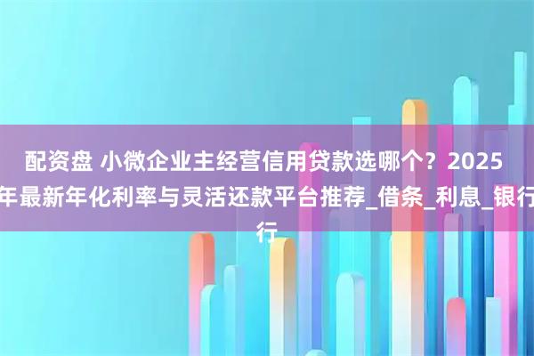 配资盘 小微企业主经营信用贷款选哪个？2025 年最新年化利率与灵活还款平台推荐_借条_利息_银行