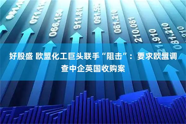好股盛 欧盟化工巨头联手“阻击”：要求欧盟调查中企英国收购案