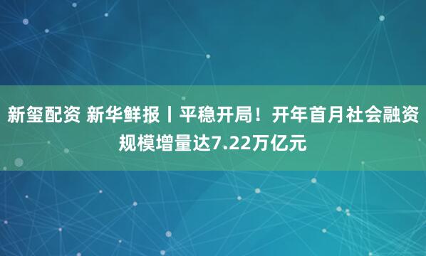 新玺配资 新华鲜报丨平稳开局！开年首月社会融资规模增量达7.22万亿元